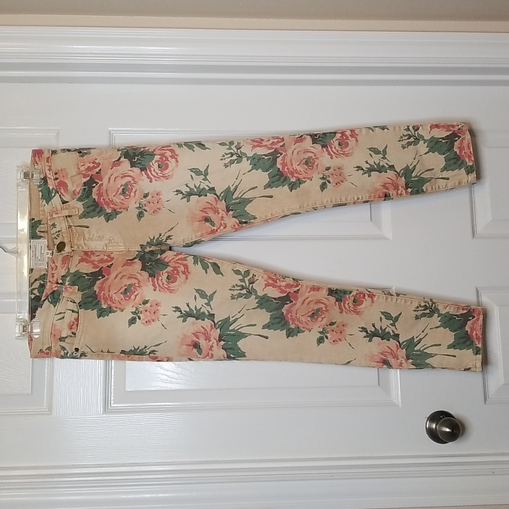 Current Elliott The Stiletto Haystack Floral Cropped Ankle Jeans - Picture 3 of 11